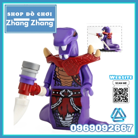 Xếp hình Ninjago Tộc rắn Chop rai Skales Acidicus Pythor Skalidor Bytar Rattla Fangdam Lego Minifigures Lele A025 032