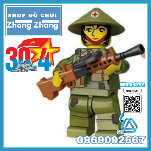 Xếp hình Bộ đội Việt Nam Việt Cộng chống Mỹ cứu nước 1975 đi kèm rất nhiều phụ kiện vũ khí Lego Minifigures DIY D71010