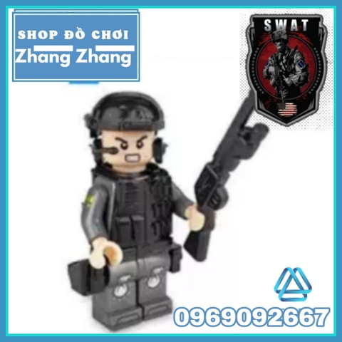 Xếp hình lực lượng đặc nhiệm phản ứng nhanh SWAT Mỹ đầy đủ phụ kiện Lego Minifigures 820024 no.820024
