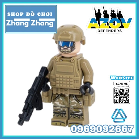 Đồ chơi xếp hình Tiểu đoàn Azov Ukraine chiến đấu với quân đội Nga Minifigures M8019