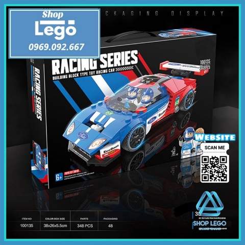Xếp hình siêu xe Ford GT 2015 tặng kèm 2 nhân vật Lego Minifigures Quanguan 100135