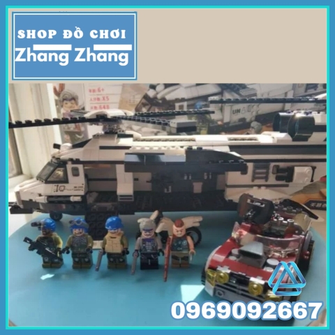 [648 hình] Xếp hình Trực thăng U.N trắng Quân sự Lego Minifigures Enlighten 3208