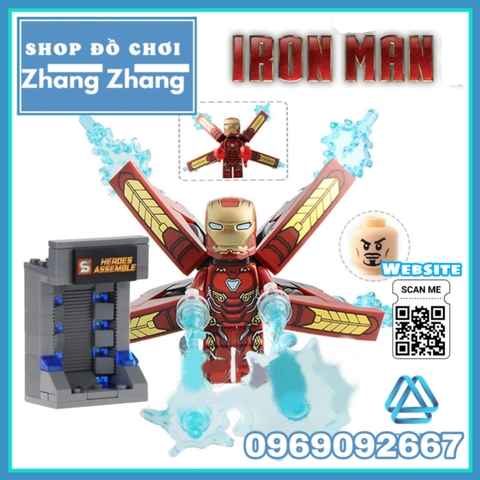 [129 hình] Xếp hình Người sắt Iron man Tủ trưng bày giáp Full Tủ + Hiệu ứng + Cánh) Lego Minifigures SY Sy1169