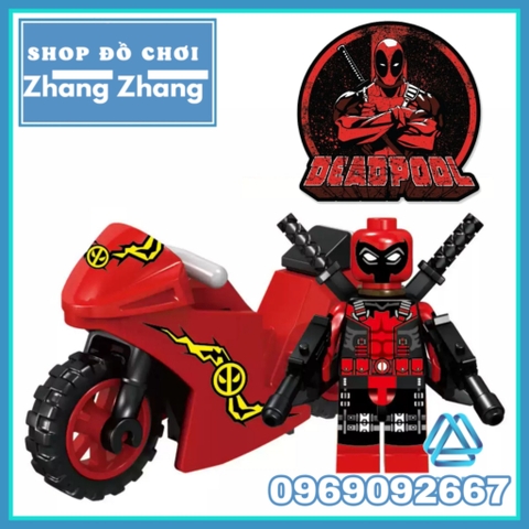 Xếp hình Deadpool Spider man siêu anh hùng Marvel tặng kèm xe motor mới nhất 2021 Lego Minifigures Kopf KF6100