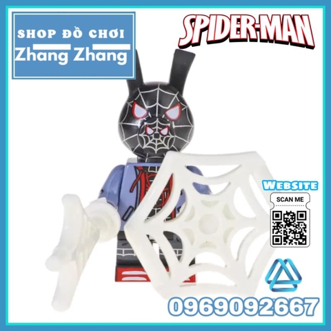 Đồ chơi xếp hình Spider Ham gồm Miles Morales - Ben Reily - Venom - Iron Ham - Hulk - Wolverham Minifigures Kopf KF6085