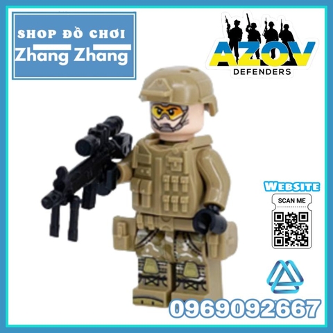 Đồ chơi xếp hình Tiểu đoàn Azov Ukraine chiến đấu với quân đội Nga Minifigures M8019