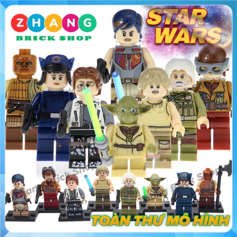 Đồ chơi Xếp hình Star Wars Skywalker - Han Solo - Yoda Admiral  - Rebellion - Sabine - Rose - Jabba Minifigures POGO PG8115