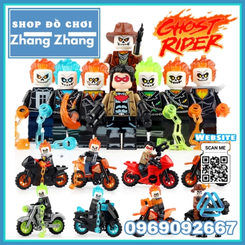 Xếp hình Ghost Rider Red Hood Danny Ketch The Caretaker Robbie Reyes Alejandra Jones Lego Minifigures Kopf KF6120