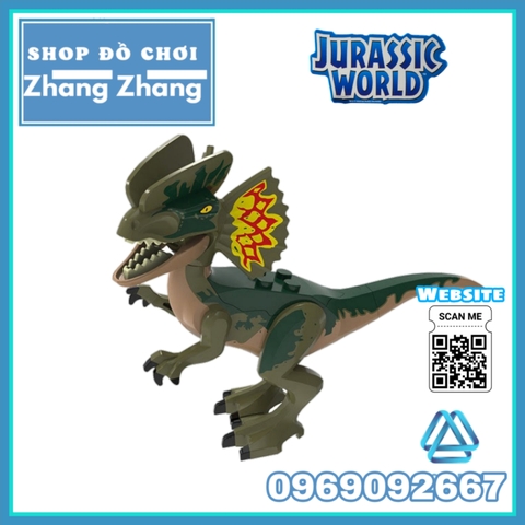 Xếp hình Công viên khủng long - Jurassic Park - Dilophosaurus - Velociraptor - Stygimoloch Lego Minifigures POGO PG8239