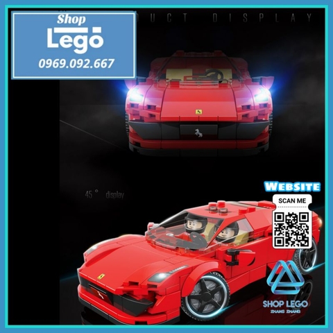 Xếp hình siêu xe Ferrari F8 Tributo gồm 332 mảnh Lego Minifigures Quanguan 100137