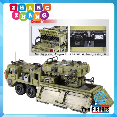Đồ chơi Xếp hình mô hình pháo phản lực phóng loạt M142 Himars Scorpior Across Battlefield Minifigures Xingbao Xb06014
