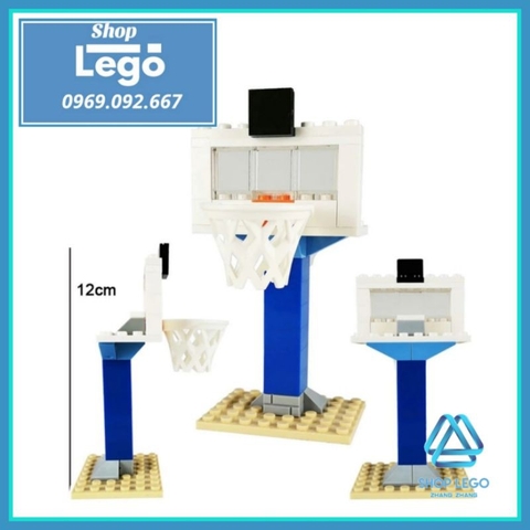 Xếp hình Basketball sân bóng rổ nhà nghề NBA có đầy đủ bảng rổ Lego Minifigures