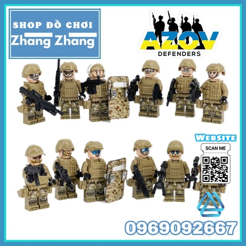 Đồ chơi xếp hình Tiểu đoàn Azov Ukraine chiến đấu với quân đội Nga Minifigures M8019