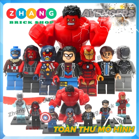 Xếp hình Captain America - Super Adaptoid - SpiderBoy - She Hulk - Hammer - Coulson Marvel Lego Minifigures Xinh X0151