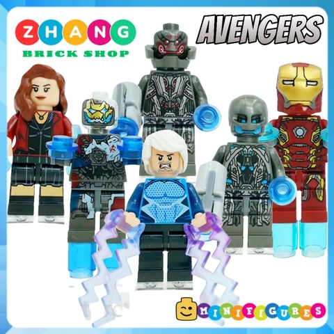 Xếp hình Scarnet Witch Quick Silver Iron Man Heroes The Avengers Age of Ultron Lego Minifigures Decool 0217 0222