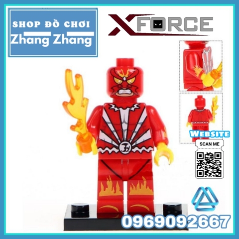 Xếp hình Forge - Domino - Omega Red - Sunfire - Radioactive Man- Pyro- Ripclaw- Union Jack Lego Minifigures POGO PG8082