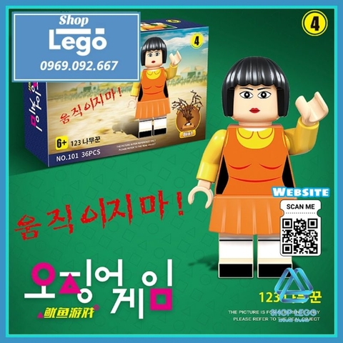 Xếp hình mô hình Trò chơi con mực Squid Game gồm Gi Hoon - Oh Il Nam - Sae Byuk - Ali Lego Minifigures QG101