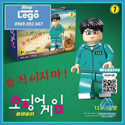 Xếp hình mô hình Trò chơi con mực Squid Game gồm Gi Hoon - Oh Il Nam - Sae Byuk - Ali Lego Minifigures QG101