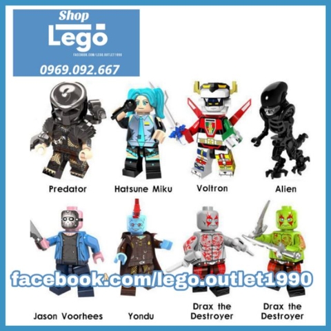 Đồ chơi xếp hình Predator - Hatsumi Miku - Hesman Alien - Jason Voorhees - Yondu Drax Minifigures POGO PG8102