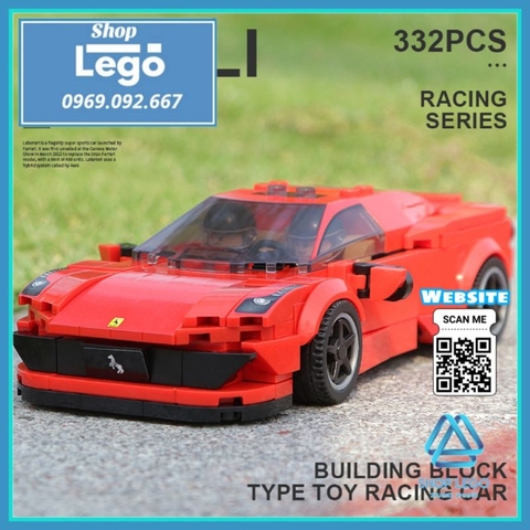 Xếp hình siêu xe Ferrari F8 Tributo gồm 332 mảnh Lego Minifigures Quanguan 100137
