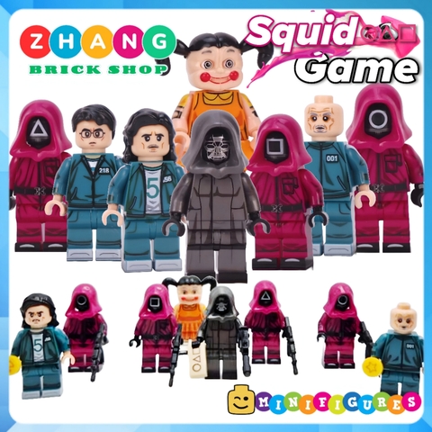 Xếp hình mô hình Trò chơi con mực Squid game gồm Oh Il Nam - Gi Hoon - Sae Byuk Lego Minifigures WM6131