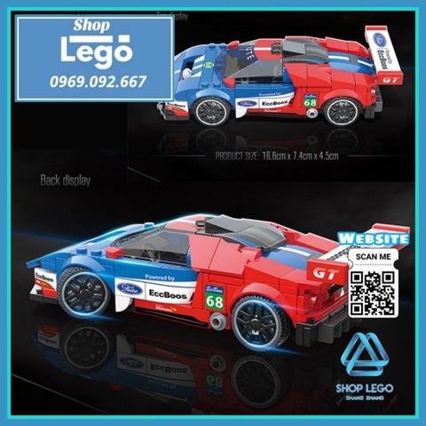 Xếp hình siêu xe Ford GT 2015 tặng kèm 2 nhân vật Lego Minifigures Quanguan 100135