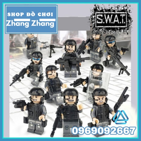 Xếp hình lực lượng đặc nhiệm phản ứng nhanh SWAT Mỹ đầy đủ phụ kiện Lego Minifigures 820024 no.820024