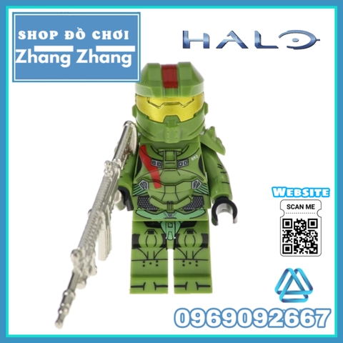 Xếp hình chiến binh Halo Guardians vũ khí mạ crom kèm áo giáp sáng bóng phiên bản đặc biệt Lego Minifigures Kopf KF6043