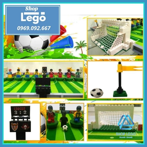 Xếp hình sân bóng đá World Cup 2022 mới nhất đầy đủ khung thành Lego Minifigures J25590