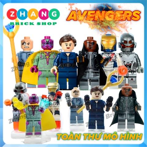 Xếp hình Nick Fury Vision Maria Hill Iron Man Ultimate Ultron Baron Strucker Lego Minifigures  Decool 0223-0228
