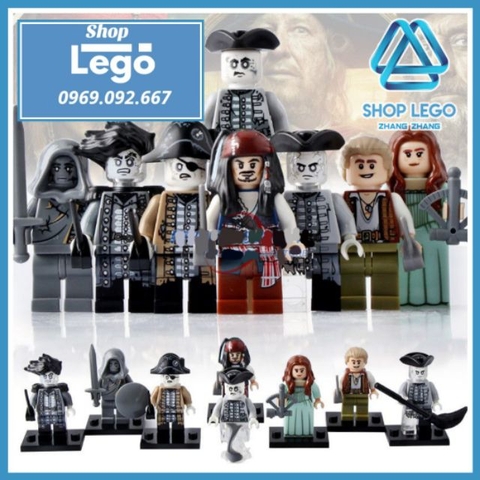 Xếp hình Cướp biển vùng Caribe Jack Sparrow - Carina - Salazar - Henry Lego Minifigures Pogo PG8048