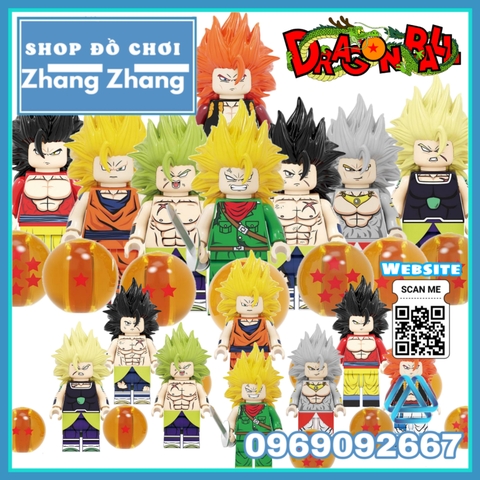 Xếp hình Broly Torankusu Gogeta Goku tuyển tập 7 viên ngọc rồng Dragon Ball Lego Minifigures Kopf KF6098