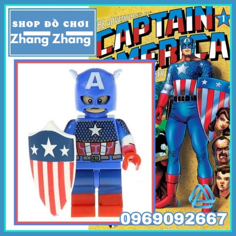 Xếp hình đội trưởng nước Mỹ Captain America First Classic Lego Minifigures Kopf KF2101