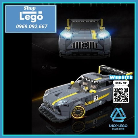 Xếp hình siêu xe Mercedes AMG GT3 tặng kèm 2 nhân vật Lego Minifigures Quanguan 100131