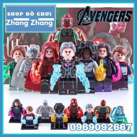 Xếp hình Vision - Scarlet Witch - Agatha Harkness - Quicksilver - Billy - Tommy - Monica Rambeau Lego Minifigures WM6115