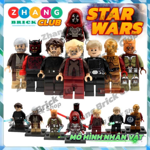 Xếp hình Star Wars Luke Skywalker - Ben Kenobi - Maul - Kao Darth Sidious - Anakin - C-3PO Lego Minifigures POGO PG8021