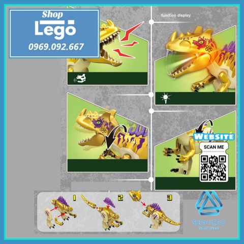 Xếp hình khủng long Dinosaur Carnotaurus Triceratops trong Công viên Jurassic World Lego Minifigures YG77088