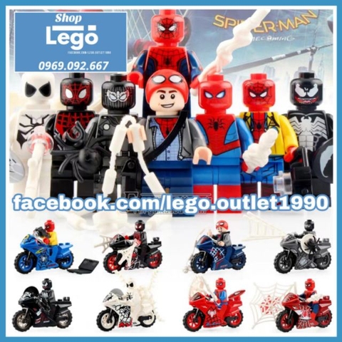 Xếp hình tuyển Spider-man ( Tặng kèm Motobiker) 8 mẫu đẹp nhất 2019 siêu đẹp siêu rẻ Lego Minifigures Sy Sy1394