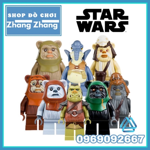 Đồ chơi xếp hình Star Wars ewok village gồm Watto Chirpa Logray Wicket Teebo Tokkat Gamorrean Minifigures POGO PG8067
