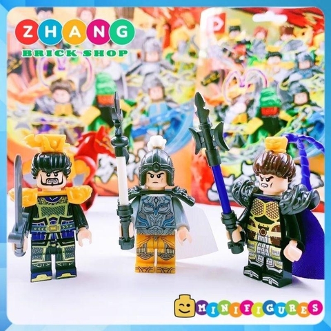 Đồ chơi xếp hình combo 6 nhân vật tam quốc ngẫu nhiên Quan Vũ Triệu Vân Khổng Minh Lữ Bố Xích thố Minifigures D613