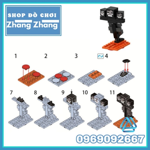 Đồ chơi xếp hình Minecraft trong Mine Blocks gồm Elder Guardian - Iron Golem - Big Magma Cube Minifigures Lele B041 046