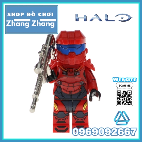 Xếp hình chiến binh Halo Guardians vũ khí mạ crom kèm áo giáp sáng bóng phiên bản đặc biệt Lego Minifigures Kopf KF6043