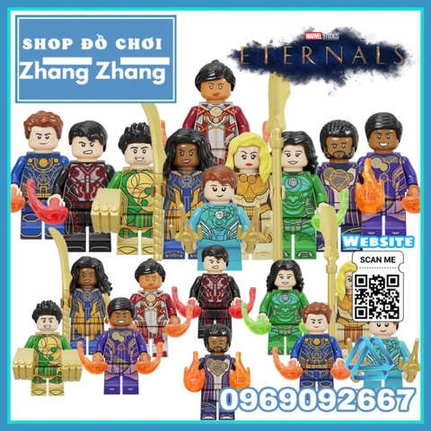 Đồ chơi xếp hình Eternals gồm Ikaris Thena Gilgamesh - Makkari Ajak Kingo - Sersi Phastos Druig Minifigures Kopf E0101