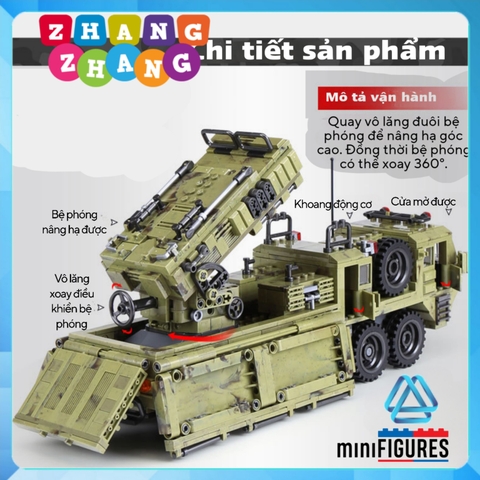 Đồ chơi Xếp hình mô hình pháo phản lực phóng loạt M142 Himars Scorpior Across Battlefield Minifigures Xingbao Xb06014