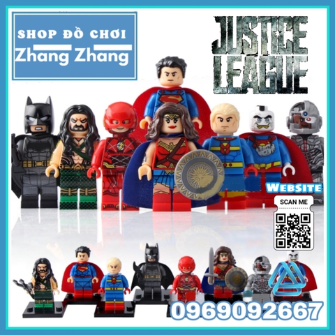 Xếp hình Justice League Wonder Woman - Superman - Cyborg - Flash - Aquaman - Batman Bizzaro Lego Minifigures Xinh X0167