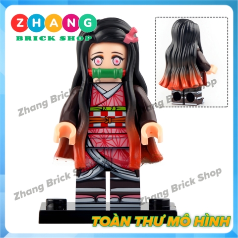 Xếp hình Kimetsu No Yaiba trong Demon Slayer gồm Tanjiro - Nezuko - Akaza - Zenitsu - Inosuke Lego Minifigures WM6116