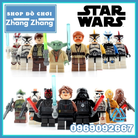 Xếp hình Star Wars Yoda - Clone Trooper - Captain Rex - Jek-14 - Obi Wan - Han Solo Lego Minifigures SY195