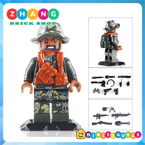 Xếp hình Bộ đội Việt Nam Việt Cộng chống Mỹ cứu nước 1975 đi kèm rất nhiều phụ kiện vũ khí Lego Minifigures DIY D71010