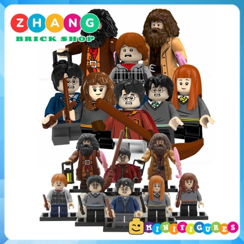 Xếp hình gồm Ron Weasley - Susan Bones - Harry Potter - Hermione Granger- Hagrid Lego Minifigures POGO PG8161