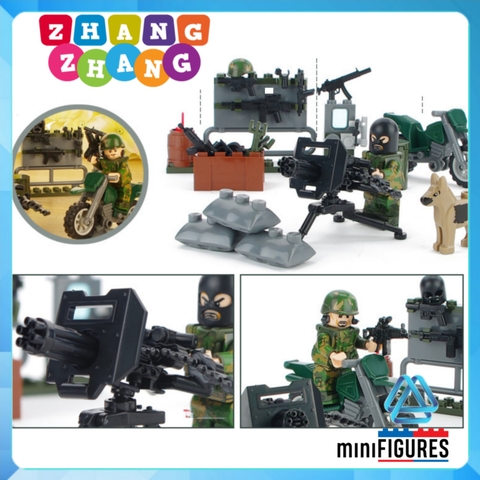 Xếp hình Doanh trại quân đội dã chiến đầy đủ vũ khí bộ binh rừng Lego Minifigures Gudi 8009